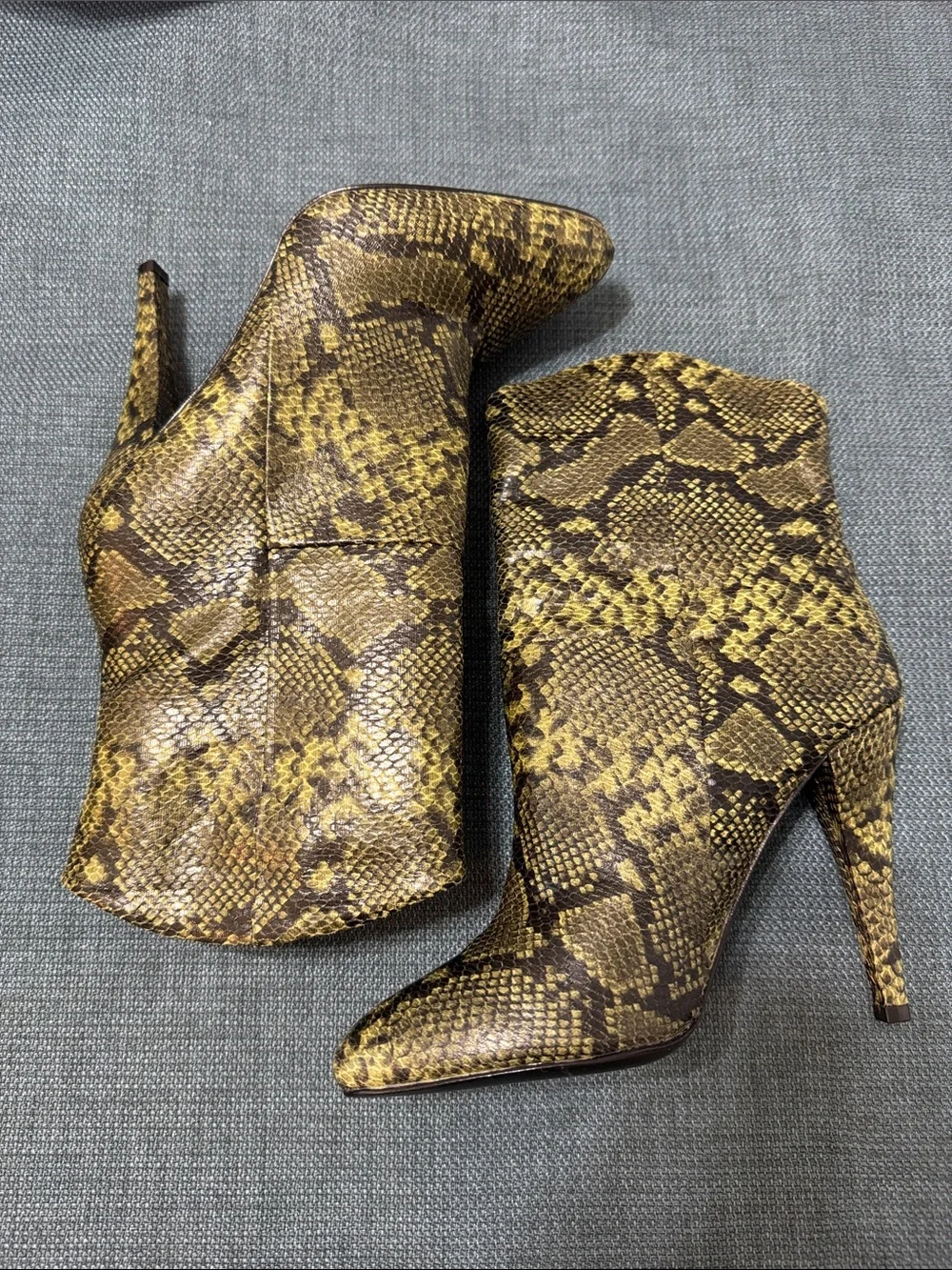 LPA Booties Snake-Print Women's Size 6 Green High-Heel Ankle Boots *like New*